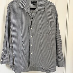 J. Crew womens Navy and White oversized  Striped Button Down Shirt
